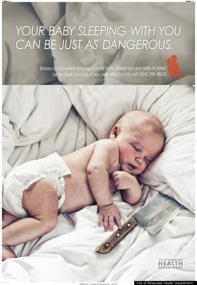 Anti-cosleeping campaign poster, Milwaukee Dept. of Health